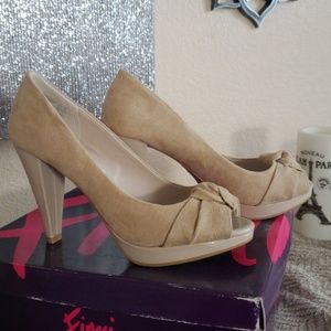 Beige Peep Toe Heels